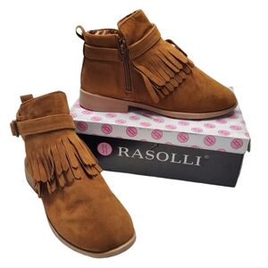 EUC IN BOX Rasolli S/FC-Dalila  Women's Ankle Boots Tan Suede PU Size 11
